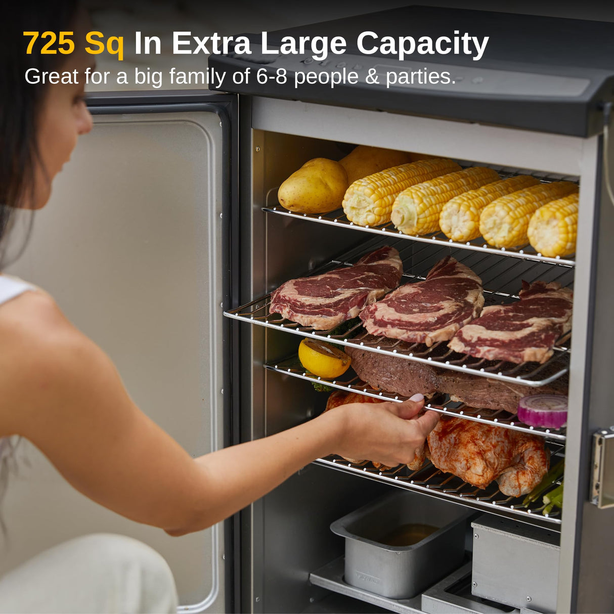 EAST OAK 30-inch Electric Smoker, Outdoor Smoker with Convenient Side Wood Chip Loader, 725 Sq Inches of Cooking, Digital Control and 4 Removable Racks for Outdoor Kitchen, BBQ, Backyard, Black EAST OAK