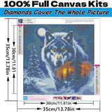 Wolf 5D Diamond Art Kits for Adults Beginners,Winter Forest DIY Full Round Drill Diamond Painting Kits, Animal Paint by Diamonds Dots Gem Art Easy,Home Wall Decor 14X14 Inch Acelii