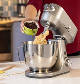 GE Tilt-Head Electric Stand Mixer | 7-Speed, 350-Watt Motor | Includes 5.3-Quart Bowl, Flat Beater, Dough Hook, Wire Whisk & Pouring Shield | Countertop Kitchen Essentials | Granite Gray GE