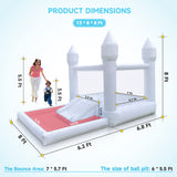Inflatable White Bounce House for Kids with UL Blower-Portable, Large Ball Pool and Jump Space 3in1 Bouncy Castles A Spacious Joy-Room Bounce House for Kids 3-12 (Oxford material-13' L X 8' W X 8' H) Cessbong