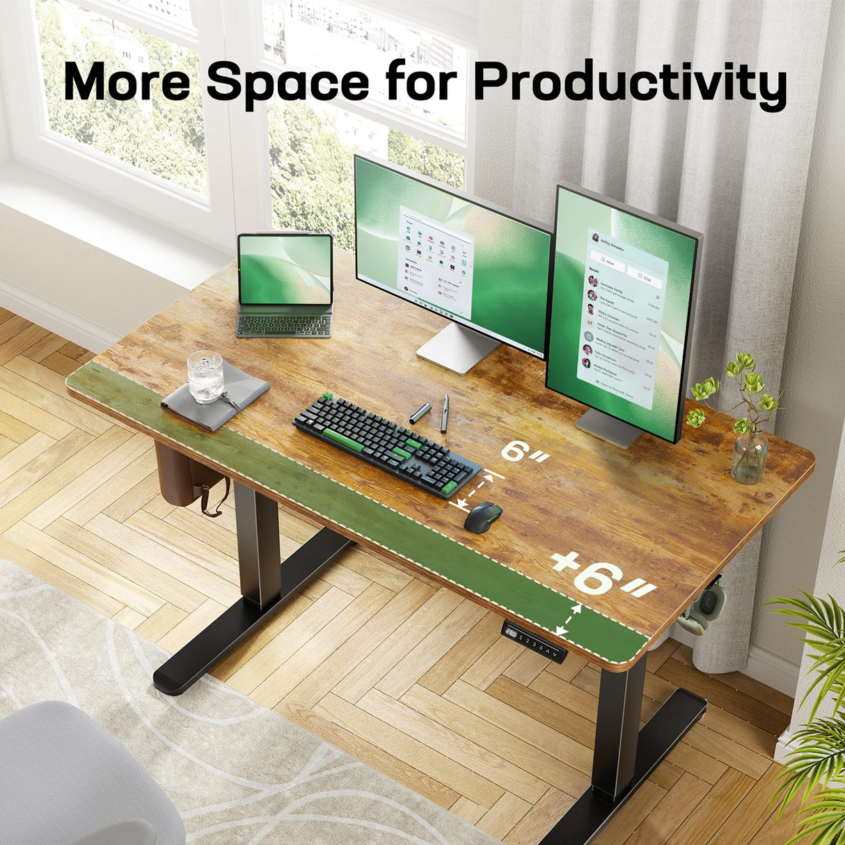 Marsail Electric Standing Desk with One-Piece Desktop,55 x 30 inch Height Adjustable Office Gaming Computer Desk with Deeper Tabletop,Home Office Stand up Desk with 4 Memory Presets, Desk for Bedroom Marsail