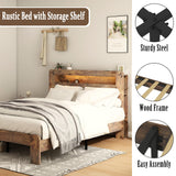 SAMTRA Modern King Wood Bed Frame with LED Headboard, Storage & Bookshelf SAMTRA