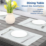 Wisteria Lane Outdoor Patio Furniture Set, 7 Piece Wicker Rattan Outdoor Dining Set with Dining Table and Ottomans, Patio Table and Chairs Set, Outdoor Sectional, Grey Wisteria Lane