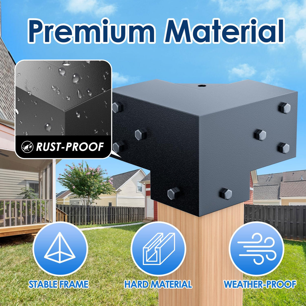 Pergola Brackets 4x4 3-Way 4pcs Right Angle Corner Bracket, Easy Installation Crossbeam Corner Brackets for Gazebos, Patio Pergolas, Log Cabin Outdoor MEWSDEN