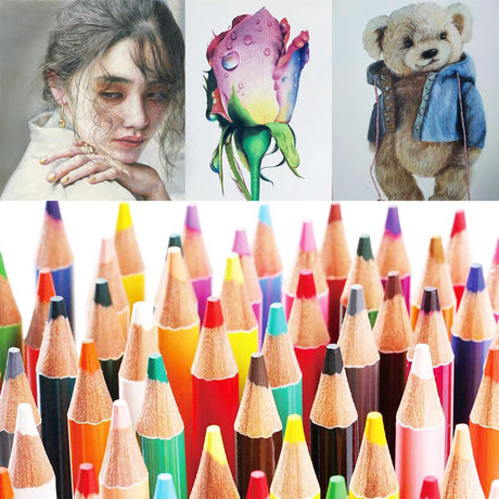 Heshengping 48 Color Colored drawing sketching Pencils Set for Coloring Books Drawing kit Art Supplies with Roll up Canvas Case gift for Adults Beginners familys Heshengping