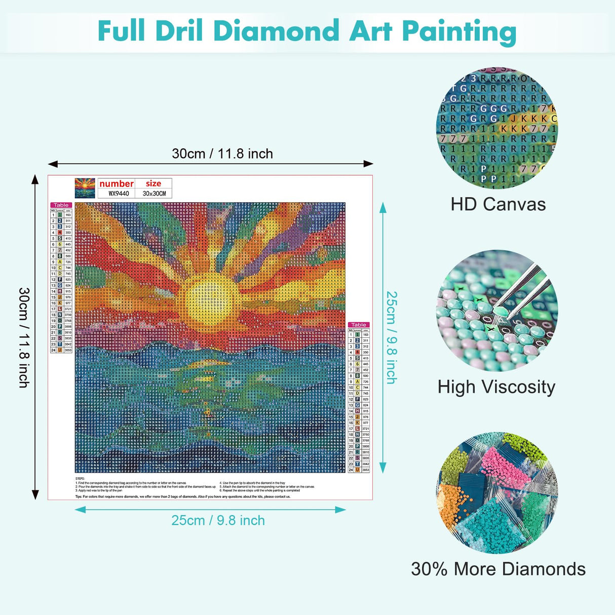 MAXBYE Sunrise Diamonds Painting Kits for Adults, Ocean Wave Diamond Art Kits for Adults, DIY 5D Full Round Drill Diamond Art Painting Gem Art Kits for Home Wall Decor 12x12inch MAXBYE