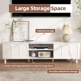 TV Stand for TVs up to 70'', Entertainment Center with Large Storage for Living Room, Media Console with Sliding Doors and Adjustable Shelves, Modern TV Cabinet for Game Consoles and Decor(White) PHOYAL