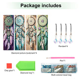 4 Pack Diamond Painting Bookmark Kits Theme of Dreamcatcher, Special Shaped Diamond Art Bookmarks with Pendant, DIY Handmade Crafts Home Office Supplies Reading Bookmark, Perfect Gift for Book Lovers Focart