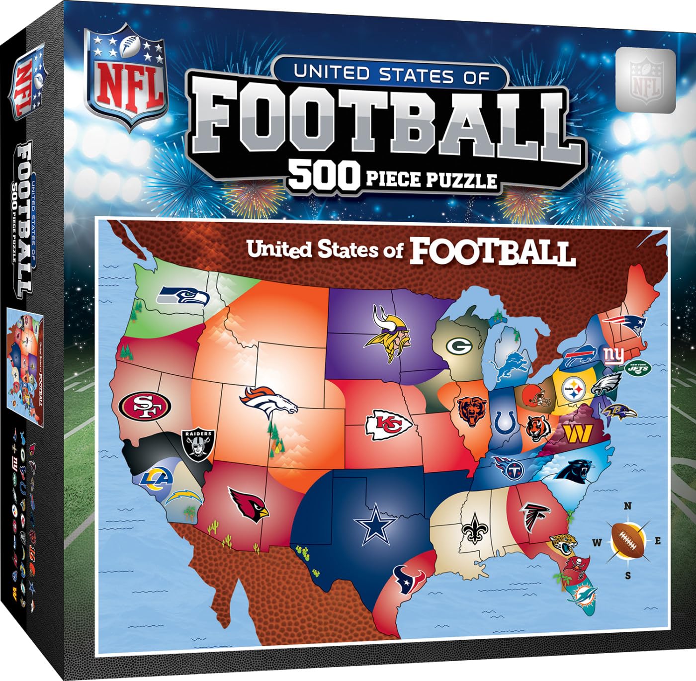 MasterPieces Sports Puzzle - All Teams 500 Piece Jigsaw Puzzle for Adults - NFL League Map Puzzle - 24"x18"