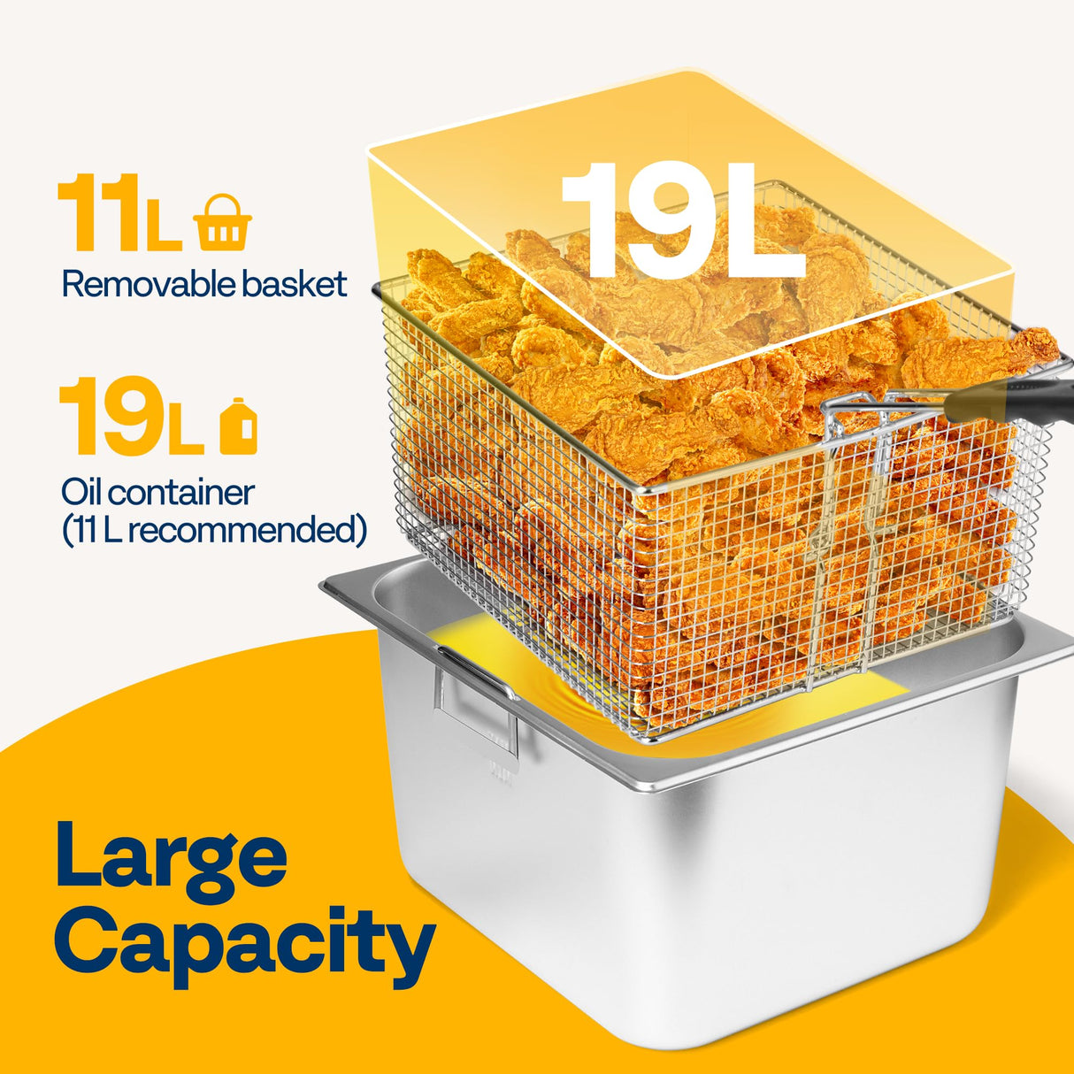 VIVOHOME 1700W 20 QT Electric Deep Fryer with 11.6 QT Removable Basket, Overheat Protection and Temperature Control for Commercial and Home Use VIVOHOME