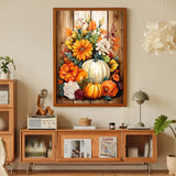 Pumpkin Diamond Art Kits for Adults, Fall Diamond Painting Kits for Adults Beginners, DIY 5D Diamond Painting with Round Gem Art Kits for Gift Home Wall Decor 12x16 Inch Fountor