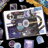 VYRANA 200Pcs Galaxy Bundle Junk Journal Kit Vintage Scrapbook Stickers Journaling Scrapbooking Supplies Aesthetic Stickers Moon Star Scrappy Paper and Sticker Pack VYRANA