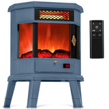RealSmart Electric Fireplace Heater 22 in Freestanding Fireplace Stove Infrared Fireplace with 3D Flame Effect Remoted Control, Timer, Overheating Protection (Blue) RealSmart