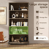 5-Shelf Wood Bookcase, 65 Inch Tall Bookshelf with Storage, Floor Standing Display Book Shelf (Rustic Brown) TVU