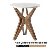 COZAYH Pedestal Farmhouse End Table Set of 2, Distressed White Top with Tripod Base for Modern Farmhouse, Boho Decor, Round COZAYH