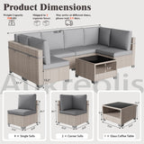 Aukreolis 7 Pieces Patio Furniture Set, Outdoor Sectional Wicker Sofa with Thick Cushions and Storage Coffee Table, Rattan Patio Conversation Sets for Deck Yard Poolside, Grey Aukreolis