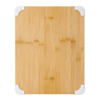 Farberware Nonslip Bamboo Cutting Board with Juice Groove, 11x14 Inch, White - WoodArtSupply