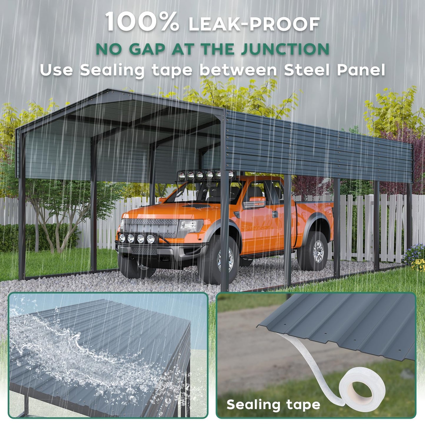 12x20FT Metal Carport,Heavy Duty Car Port with Reinforced All-Metal Frame,Galvanized Steel Outdoor Garage for Snow,Waterproof Car Shelter for Pickup, Boat,Car,Tractors