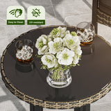 YITAHOME 3-Piece Outdoor Wicker Bar Height Set with Cushioned Barstools, Patio Bistro Furniture for Balcony and Poolside, Black YITAHOME