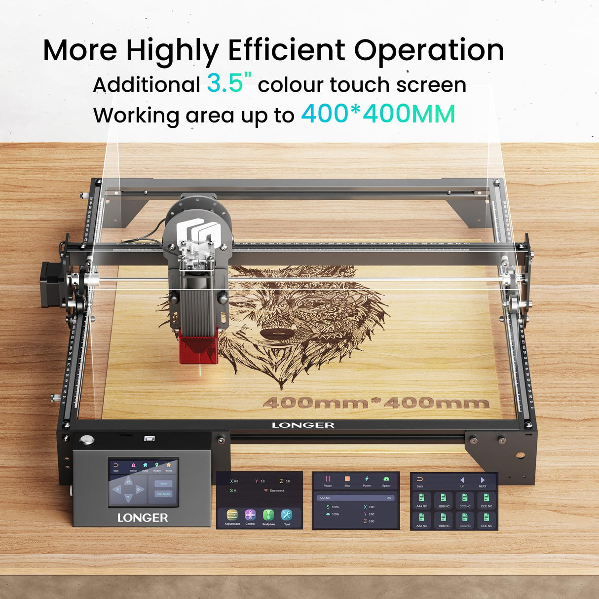 LONGER Laser Engraver Ray5 5W Higher Accuracy DIY Laser Engraving Machine with 3.5" Touch Screen,Offline Usage Laser Cutter,400x400mm,0.08mm Laser Spot, CNC Laser Cutter for Wood Metal Acrylic Glass Longer