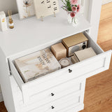 HOSTACK 5 Drawer Dresser for Bedroom, 43.7" Tall Dresser & Chest of Drawers, 29" W Drawer Chest with Metal Handles, Wood Vertical Dresser Storage Cabinet for Living Room, Hallway, Entryway, White HOSTACK