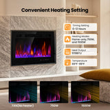 Electric Fireplace Insert 36" Realsmart 1500W Wall Mounted Fireplaces Recessed Heaters Remote Control Slim Black Fireplace Touch Screen Timer 12 Flame Colors LED Decor Low Noise RealSmart