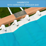 Lazy Daze Hammocks 12FT Quilted Fabric Double Hammock with Pillow, 2 Person Hammock with Spreader Bar for Outdoor Outside Patio Garden Yard Pool Beach (Blue) Lazy Daze Hammocks