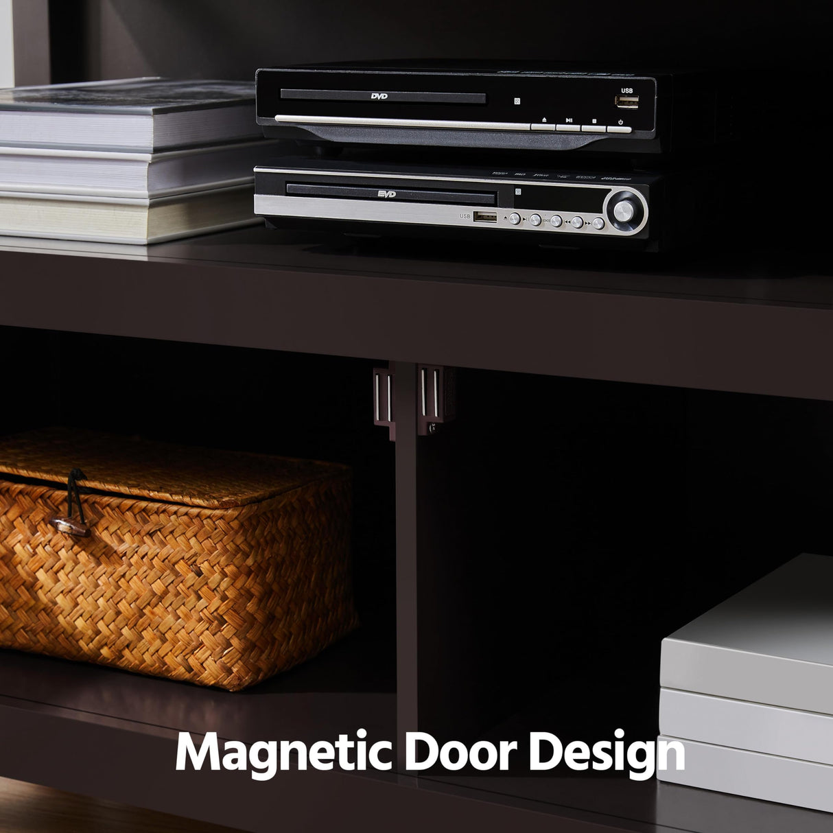 Yaheetech Wooden TV Stand for TVs Up to 50 inch, Media Entertainment Center Table, TV Cabinet Table with Storage Open Shelf & 2 Doors for Living Room, Espresso Yaheetech