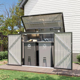 Aoxun 80 CU.FT Outdoor Storage Shed Metal Trash Can Storage with Chain Lid Waterproof Outdoor Garbage Can Organizer, Ideal for 2 Trash Bins, Toys, Garden Tools (Black) Aoxun