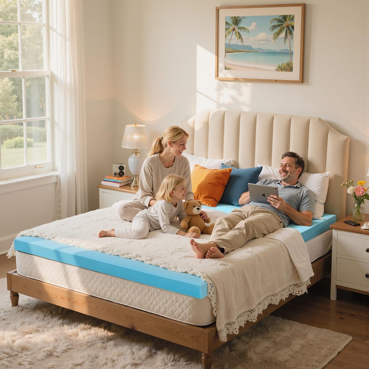 SyMax King Mattress Topper, Gel Infused Memory Foam Mattress Topper, Soft Bed Topper Mattress Pads for Bed, Sofa, RV, CertiPUR-US Certified, Blue, 3 Inch SyMax