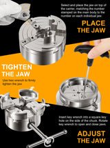 4 Inch Wood Lathe Chuck Set 1" x 8 tpi Thread & 3/4"x16 tpi Adapter, Self Centering 4 Jaw Wood Turning Chuck set with 3 frequently used types of Jaws Deargooday