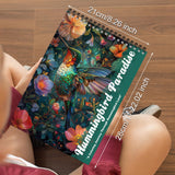 CKMOREL Humming Bird Adult Coloring Book Spiral Bound Mindfulness Adult Coloring Book for Women Relaxation Spiral Bound Lay Flat, Single-Sided Print with 24 Pages, Anxiety Relief Gifts Relaxation CKMOREL