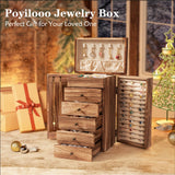 Poyilooo Large Jewelry Boxes for Women Girls, 9"x 5.9"x 12" Wooden 5-Layers Jewelry Organizer and Storage With Drawer, Suitable for Earring, Ring, Necklace, Bracelet. Gifts for Women Poyilooo
