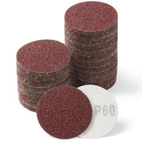 S SATC 100PCS 2 Inch Sanding Disc Hook and Loop Sandpaper 60 Grit Grinder Rotary Tools Attachment Aluminum Oxide Sanding Discs for Woodworking Wood Automotive Metal No-Hole S SATC