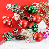 30PCS Christmas Balls Ornaments - 2.36" Red Green White Xmas Balls Decoration, Shatterproof Christmas Balls Ornaments for Christmas Tree, Painting & Glittering Hanging Ball for Party Event(Style-25) AWSL