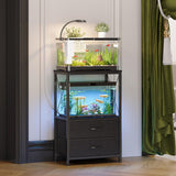 Welfuturer Aquarium Stand 10 Gallon with 2-Tier Shelf, Fish Tanks Stand with 2 Drawers, Metal Frame Heavy Duty Reptile/Turtle Tank Stand for Home Office, Fish Tanks Accessories Storage, Black Welfuturer