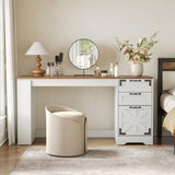 LITTLE TREE Office Desk with Drawers, 59" Farmhouse Executive Desk with Storage File Cabinet, Wooden Computer Writing Table for Home, Office, Bedroom, White & Brown LITTLE TREE