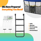 Exacme 7X10 8X12 Foot Rectangle Trampoline for Kids, Double Enclosure Openings, Small Outdoor Rectangular Trampoline with Enclosure Net, 4 Wind Stakes, Storage Bag, 330LB Capacity (Blue, 8×12 Feet) Exacme