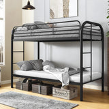Flolinda Metal Bunk Bed Twin Over Twin, Heavy Duty Bunk Beds with 2 Ladders and 11.8" Full-Length Guardrail, Space-Saving Bunk Bed with Storage, No Box Spring Needed, Easy Assemble, Black Flolinda