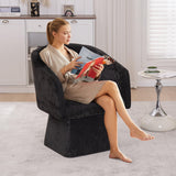 IHDKO 34" Swivel Barrel Chairs Set of 2, Modern Swivel Accent Chair with 360° Rotation Design, Ergonomics Design, Chenille Small Armchair with Backrest for Living Room, Bedroom, Reception Room, Black IHDKO