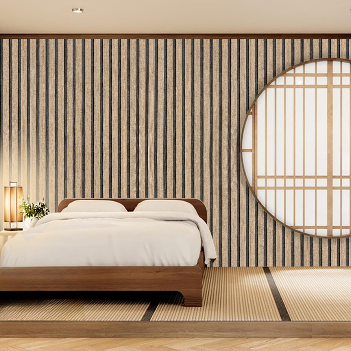 LOVADA Wood Slat Wallpaper Peel and Stick - 17.5'' x 100'' Self Adhesive Contact Paper for Walls, Wood Panel for Easy DIY Wall Decor (Brown) LOVADA