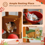 PEQULTI Mushroom Floor to Ceiling Cat Tower Adjustable Height (90.5''-100.4'' = 230cm-252cm) With Condo, Cozy Hammock and Scratching Post, Tall Activity Tree for Indoor Cats, Brown PEQULTI