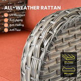 Outdoor Sectional Patio Furniture Set with Fire Pit Table and Swivel Rocking Chairs,11 Pieces Wicker Conversation Sets L Shaped Couch Out Door Sofa Outside Furniture for Garden Deck,Orange Red POUUIN