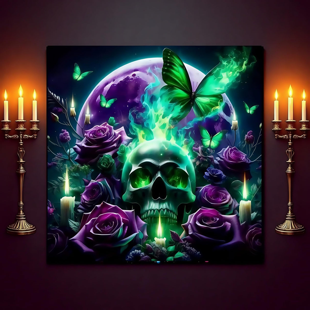 CSZPPQAF 5D Diamond Painting Kits for Adults, Skull Flower Diamond Art Kits for Adults Beginner, DIY Round Full Drill Diamond Dots Gem Painting for Home Decor 13.7x13.7 Inch CSZPPQAF
