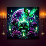 CSZPPQAF 5D Diamond Painting Kits for Adults, Skull Flower Diamond Art Kits for Adults Beginner, DIY Round Full Drill Diamond Dots Gem Painting for Home Decor 13.7x13.7 Inch CSZPPQAF