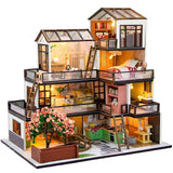 OZJAY DIY Miniature House Kit, Tiny House Kit with Dust Proof Cover & Tools, DIY Wooden Dollhouse Miniature Kit for Adults Teen, Wooden Crafts Lovely Dollhouse Kit OZJAY