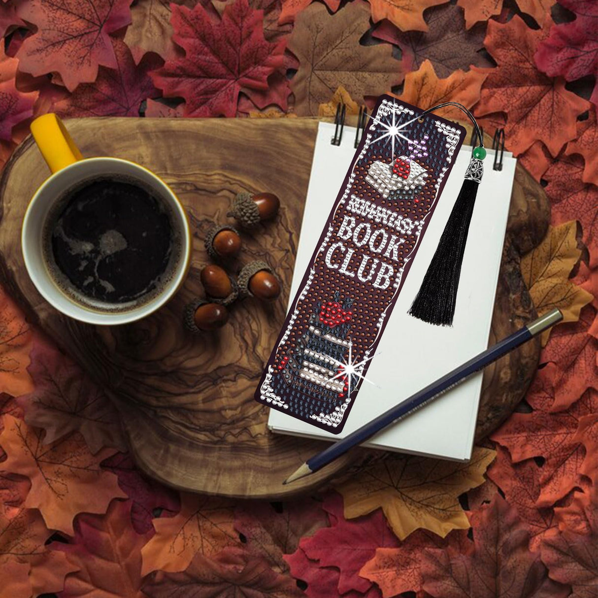 HTTDMY 8PCS Diamond Painting Art Bookmarks,Cute Acrylic Bookmarks Crafts Kits Gifts with Pendants for Adult Women Book Lovers (Dark Romance) HTTDMY