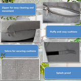 Trumbeak 7 Pcs Outdoor Patio Furniture Set with 48"/55000 BTU Outdoor Round Propane Fire Pit Table,Patio Conversation Sets 6 Fixed Chairs No-Slip Cushions and Waterproof Covers,Grey Trumbeak