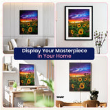 Modern Merch Sunflower Diamond Art Kits for Adults, Sunset Landscape 5D Diamond Painting for Adults, DIY Sunflower Wall Art Cross Stitch Kits, Full Round Drill 12x16in Modern Merch