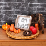 FESTWIND Halloween Home Decor, Happy Halloween Block Sign for Shelf, Mantel, Table, Halloween Decorations Indoor, Embossed Metal With Wood Frame FESTWIND